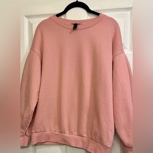 Like New Forever 21 Peachy Pink Balloon Sleeve Sweatshirt Top, Size Medium